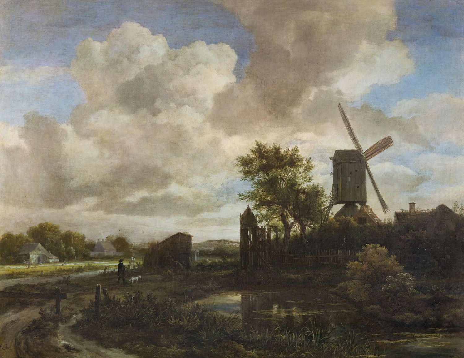 Jacob van Ruisdael, Landscape with a Windmill in the Evening