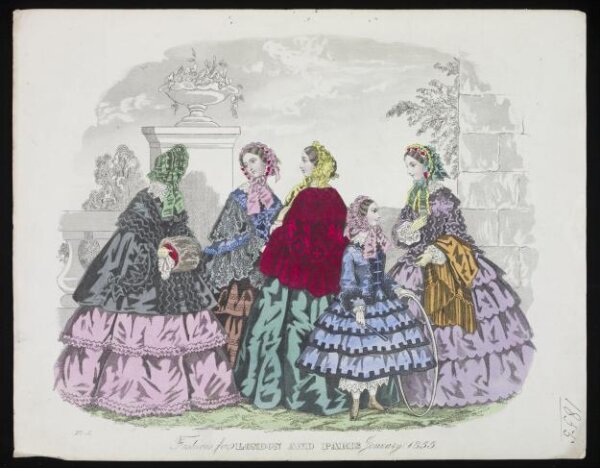 Unknown, London and Paris Fashions for January 1855