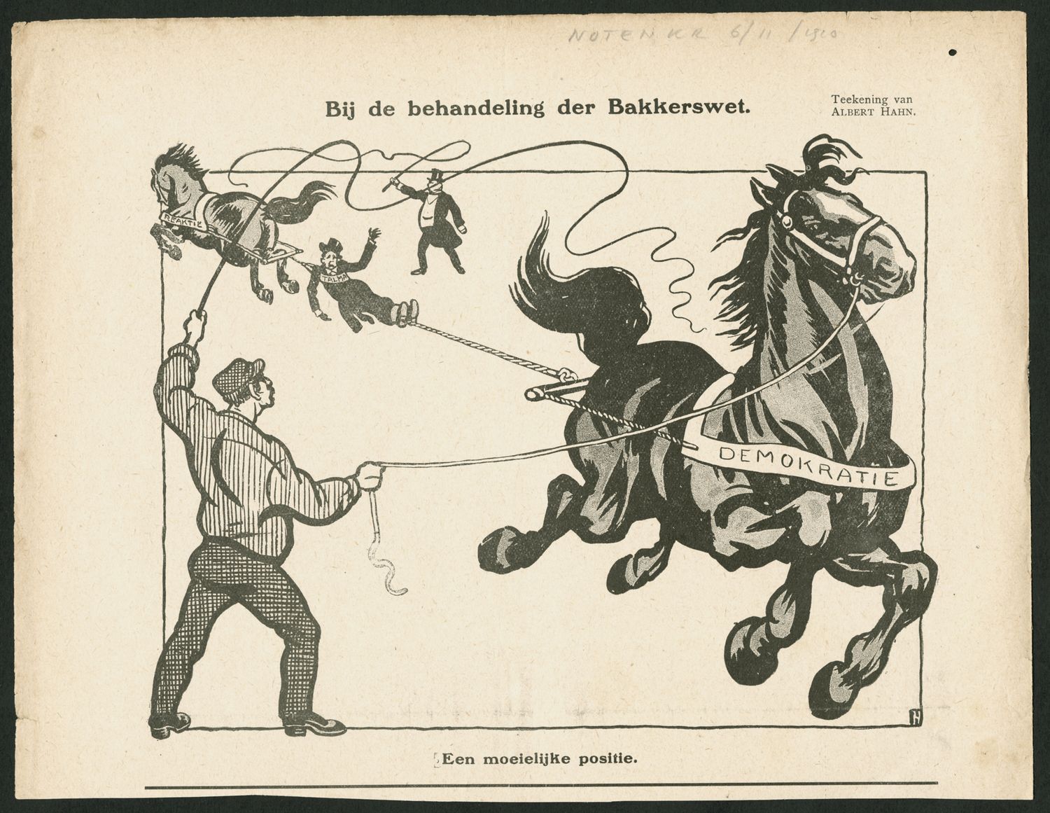 Hahn, Albert,draughtsman., Bij de behandeling der Bakkerswet