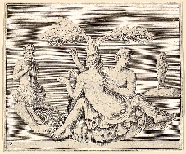 Anonymous, Italian, 16th century, Two Lovers with Pan, from "Ex Antiquis Cameorum et Gemmae Delineata/ Liber Secundus/et ab Enea Vico Parmen Incis"