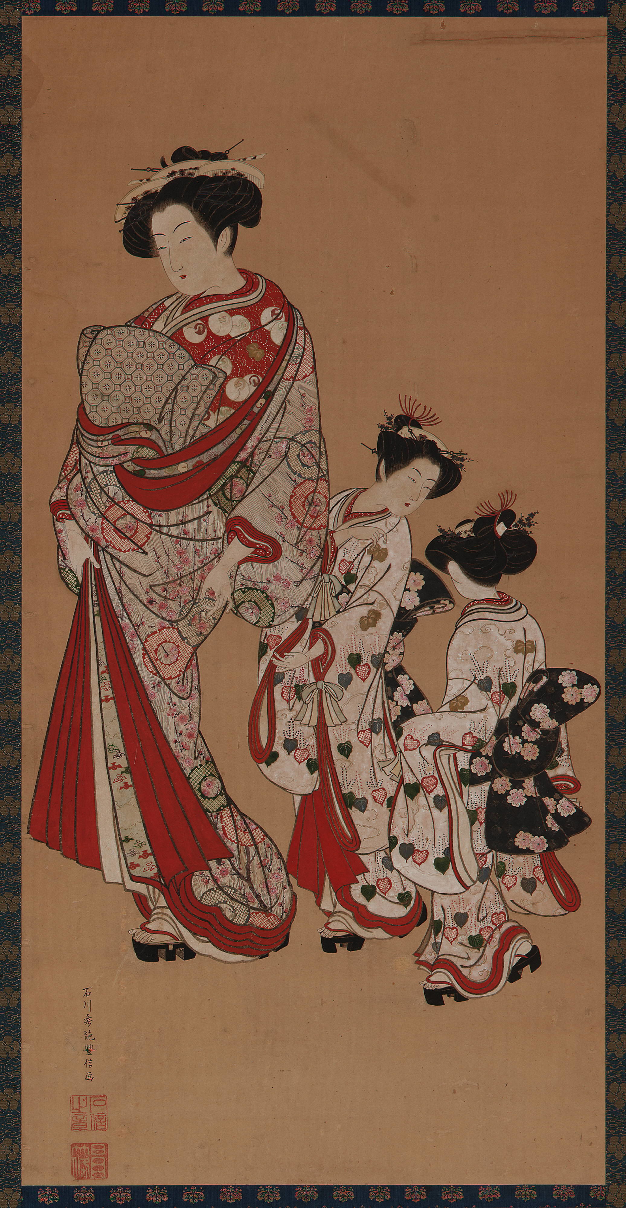 Ishikawa Toyonobu, A yujo and two understudies (kamuro)