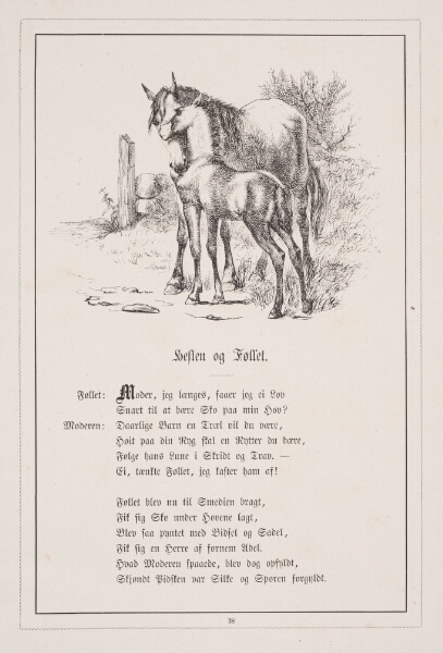 H.P. Hansen, Hesten og Føllet. Illustration til H.V. Kaalund, "Fabler for Børn"