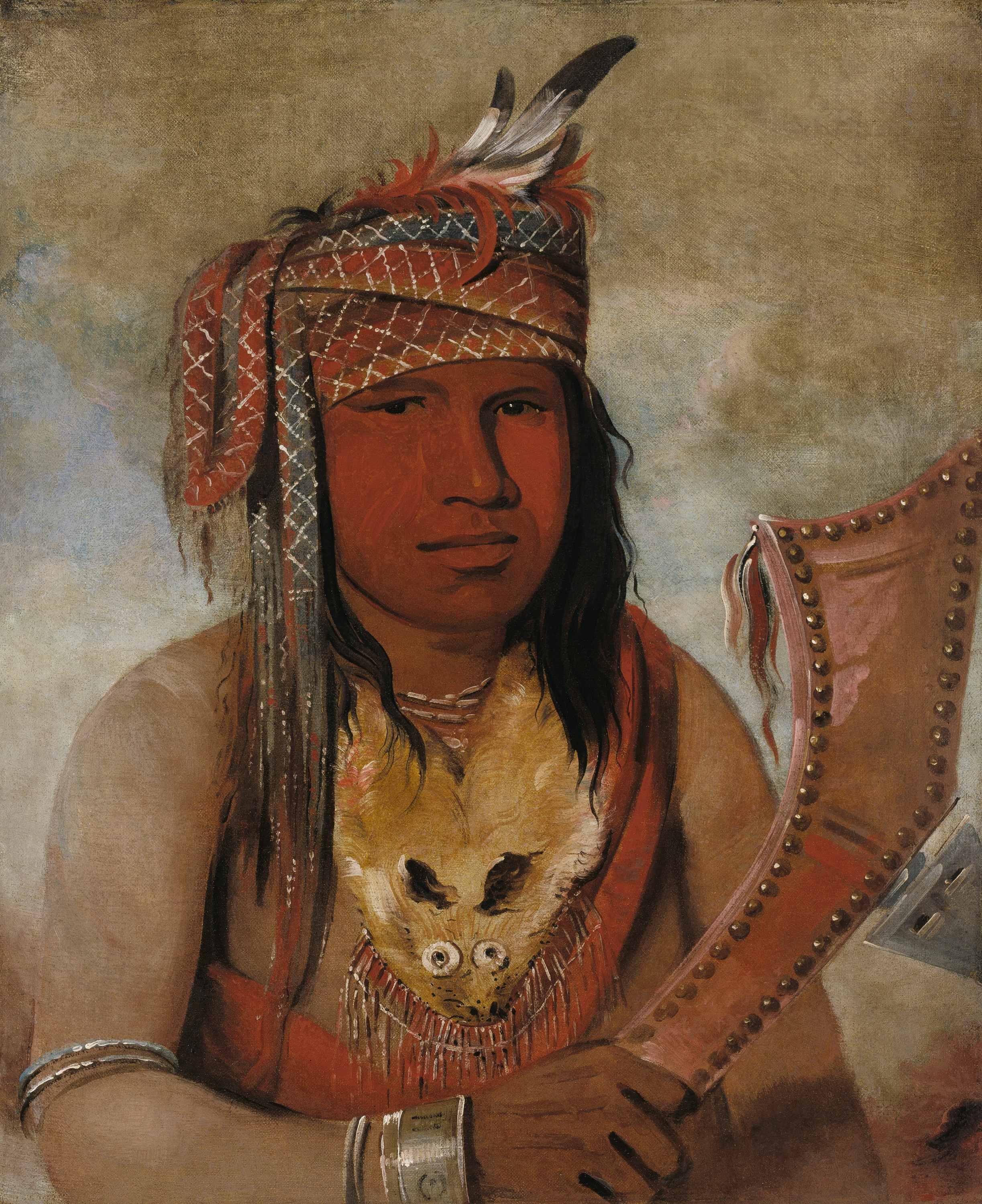 George Catlin, I-an-be-w'ah-dick, Male Caribou, a Brave