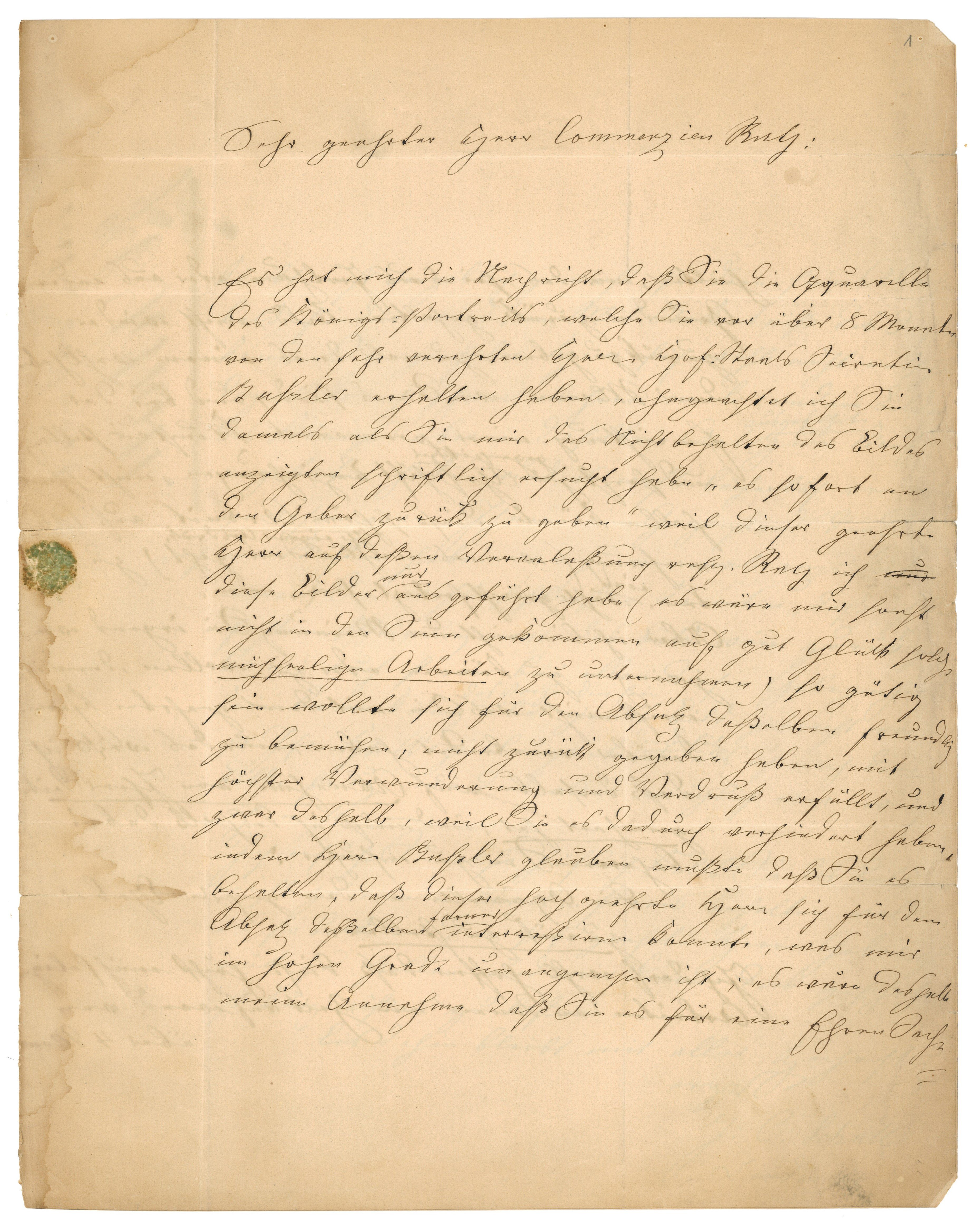 Johann Conrad Schall, Brief des Porträtmalers Johann Carl Conrad Schall jun. in Berlin an den Kunsthändler Louis Sachse ebd., [1845/55]