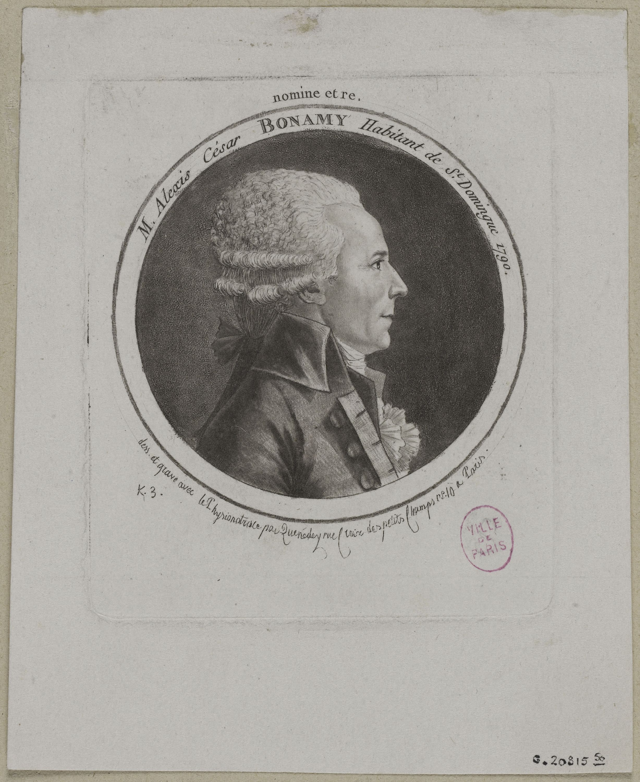 Edmé Quenedey, Portrait de Monsieur Bonamy (Alexis César), habitant de Saint-Domingue