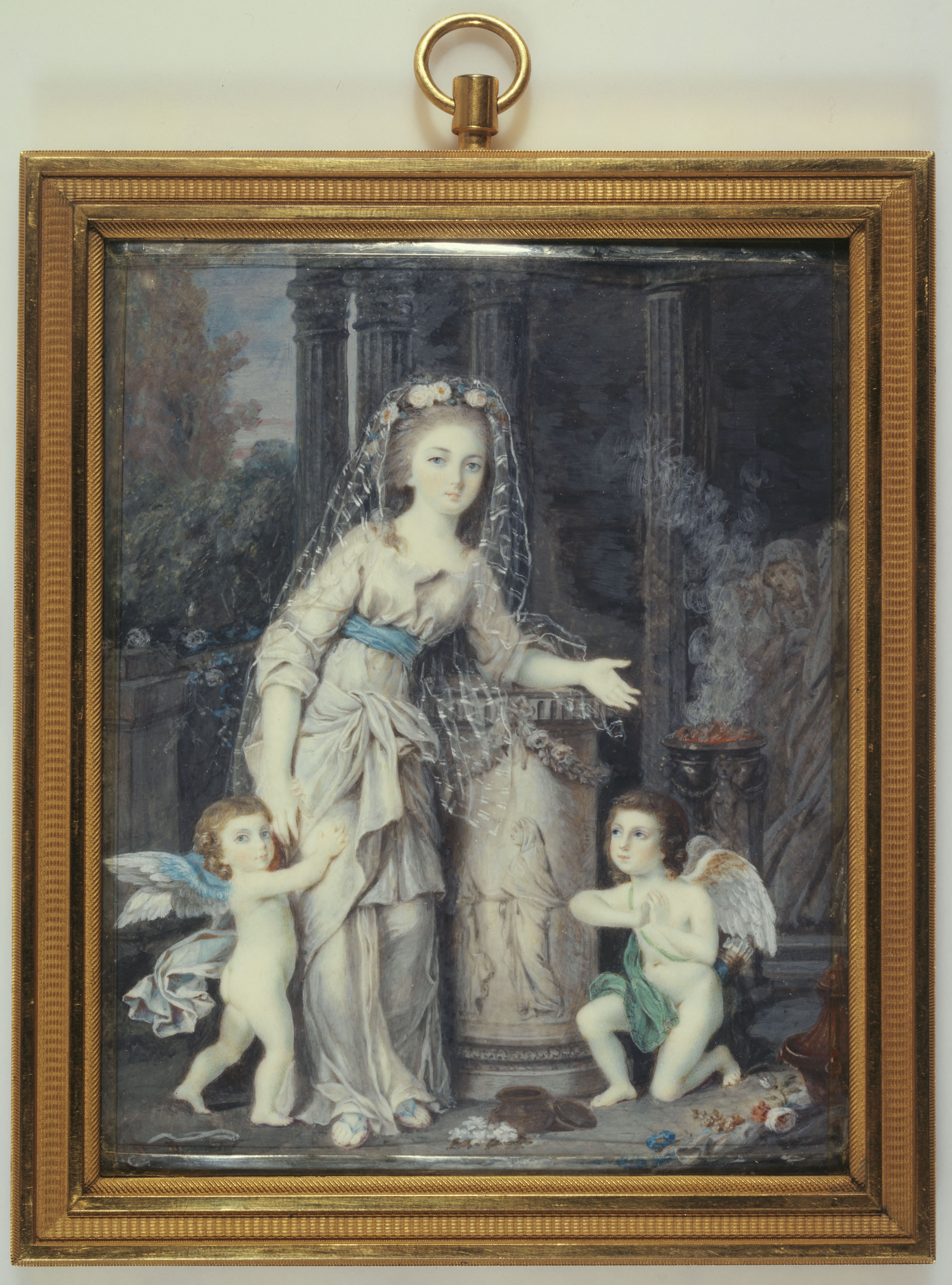 Ecole française, Portraits d'Aglaé de Polignac, duchesse de Guiche, et de ses frères