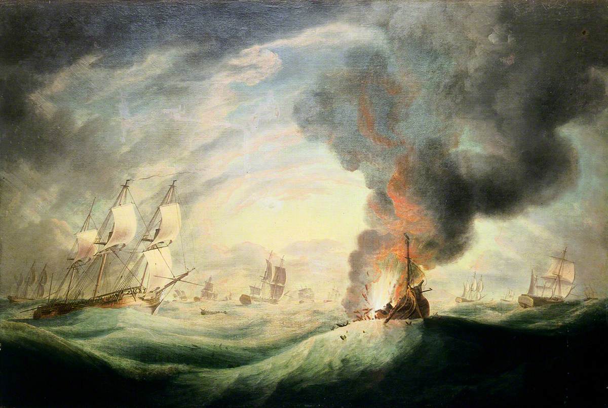 Robert Dodd, Loss of HMS 'Ramillies', September 1782: blowing up of the wreck