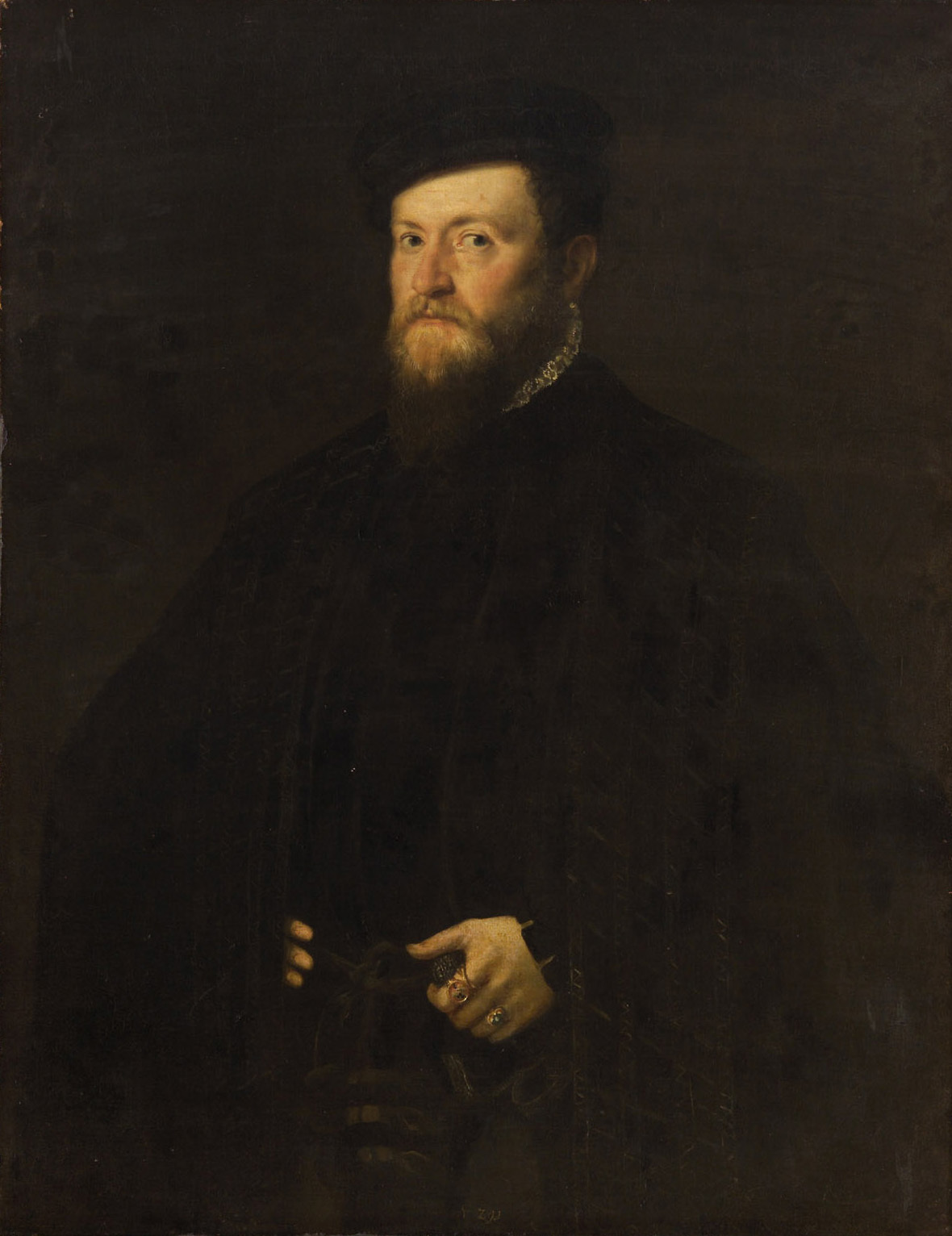 Lambert Sustris, Portrait of a Man in a Cape