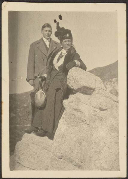 Louis Fleckenstein, [Man and Woman Standing on Rocky Perch]