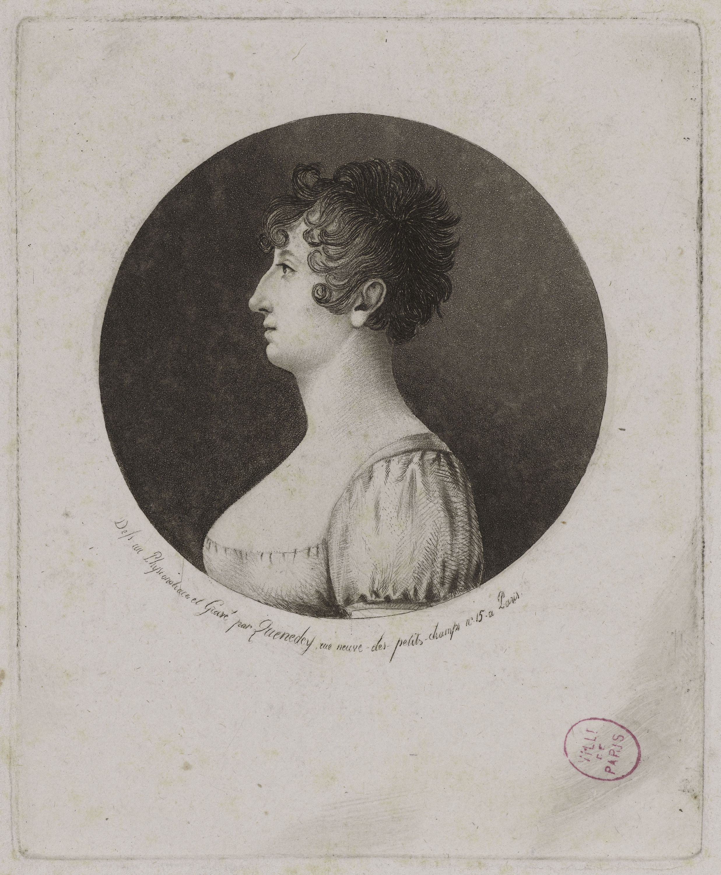 Edmé Quenedey, Portrait d'une femme, fin XVIIIème siècle/début XIXème siècle
