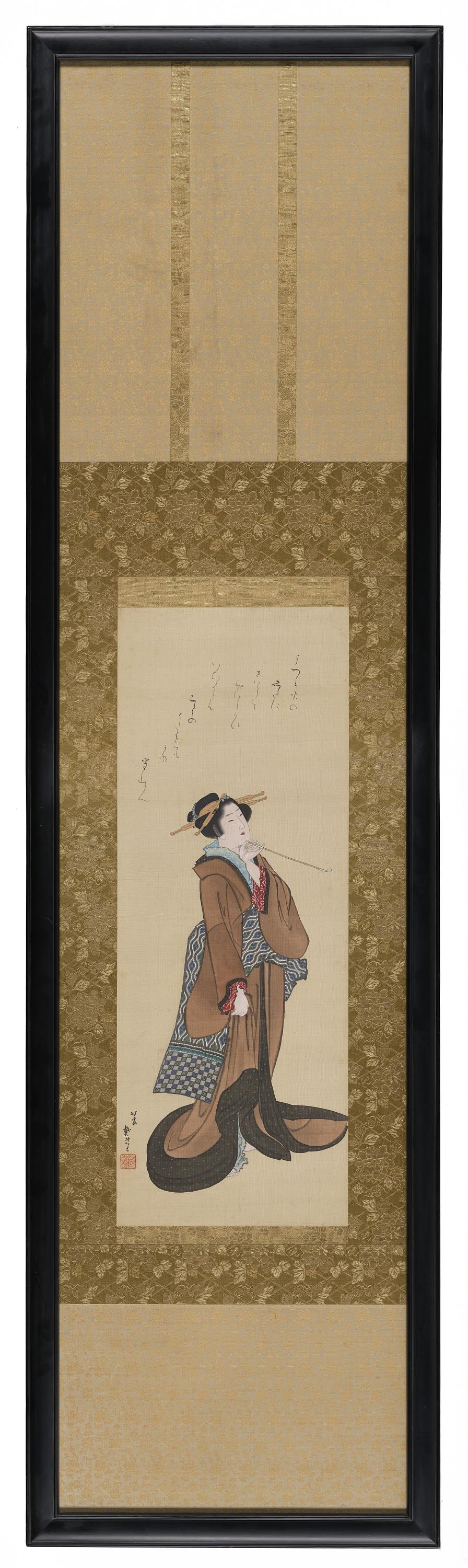 Katsushika Hokusai, Woman holding a tobacco pipe