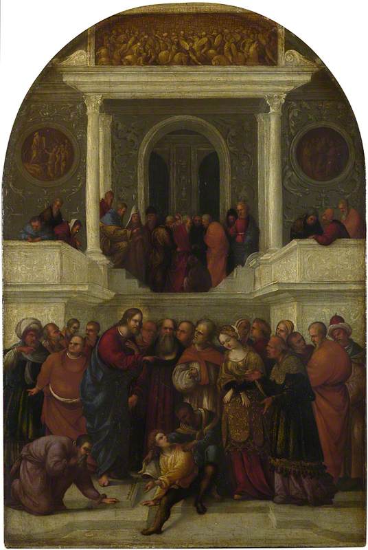 Ludovico Mazzolino, Christ and the Woman taken in Adultery