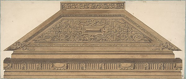 Jules-Edmond-Charles Lachaise, Design for Carved Wood Paneling and Molding Featuring Strapwork