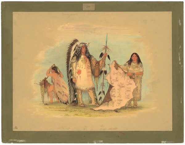 George Catlin, Mandan War Chief with His Favorite Wife