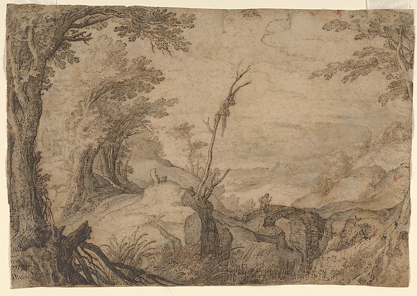 Paul Bril, Skeleton Hanging from a Tree in a Landscape