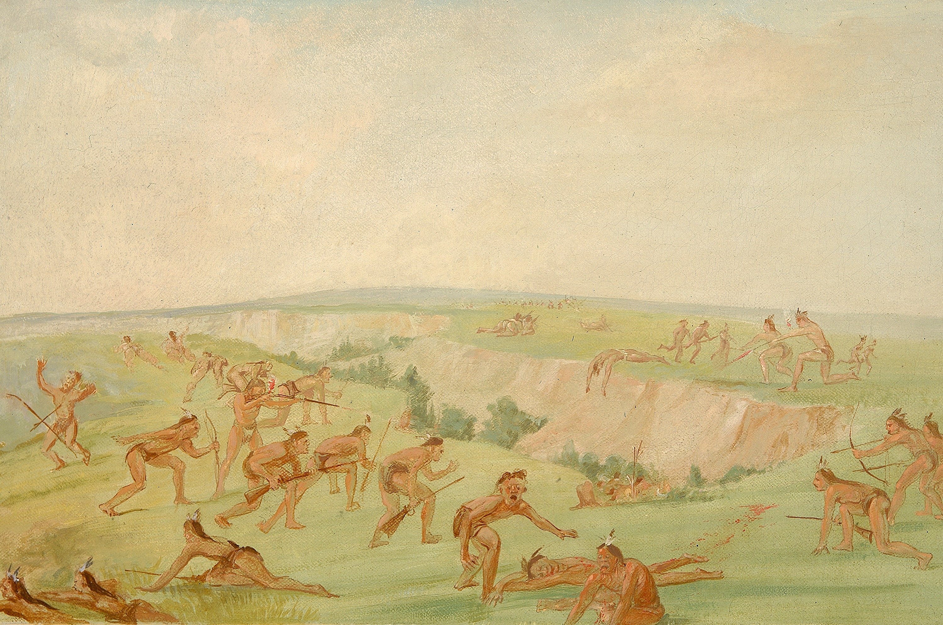 George Catlin, Mandan Attacking a Party of Arikara