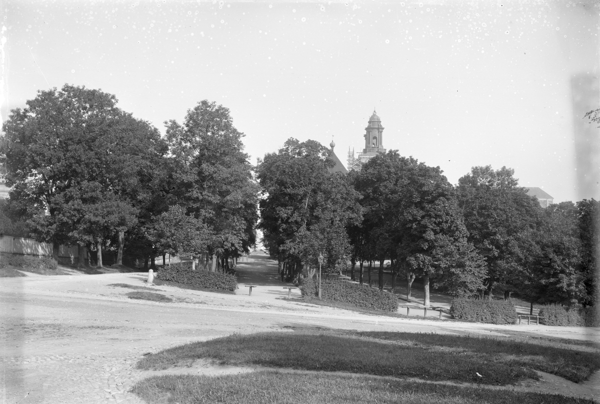 Henri Osti's Fotografiateliér, Odinslund från Slottsbacken, Uppsala 1886