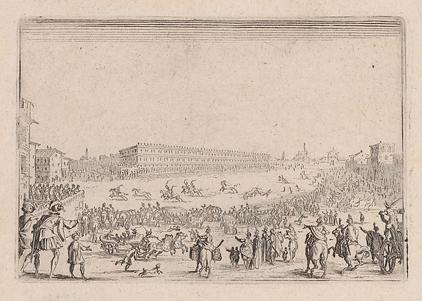 Jacques Callot, La Course de Chevaux sur la Place Pitti a Florence (The Horse Race on the Piazza Pitti in Florence), from "Les Caprices" Series B, The Nancy Set