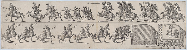 Anonymous, Plate for Sr. Bernardino Savello, from a series of twelve showing knights and their attendants dressed for a tournament (plate 11)
