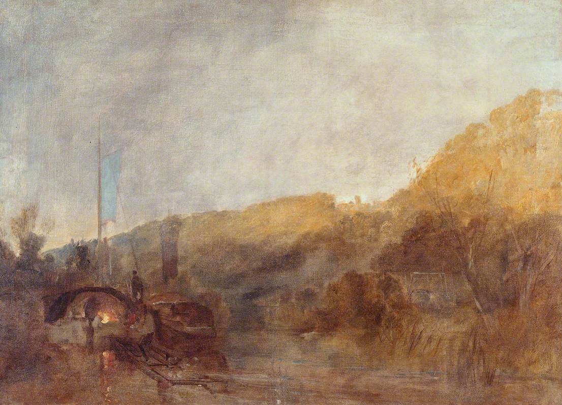 J. M. W. Turner, Barge on the River, Sunset