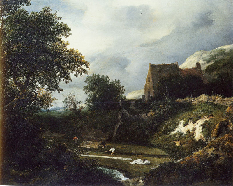 Jacob van Ruisdael, A Bleaching Ground in a Hollow by a Cottage