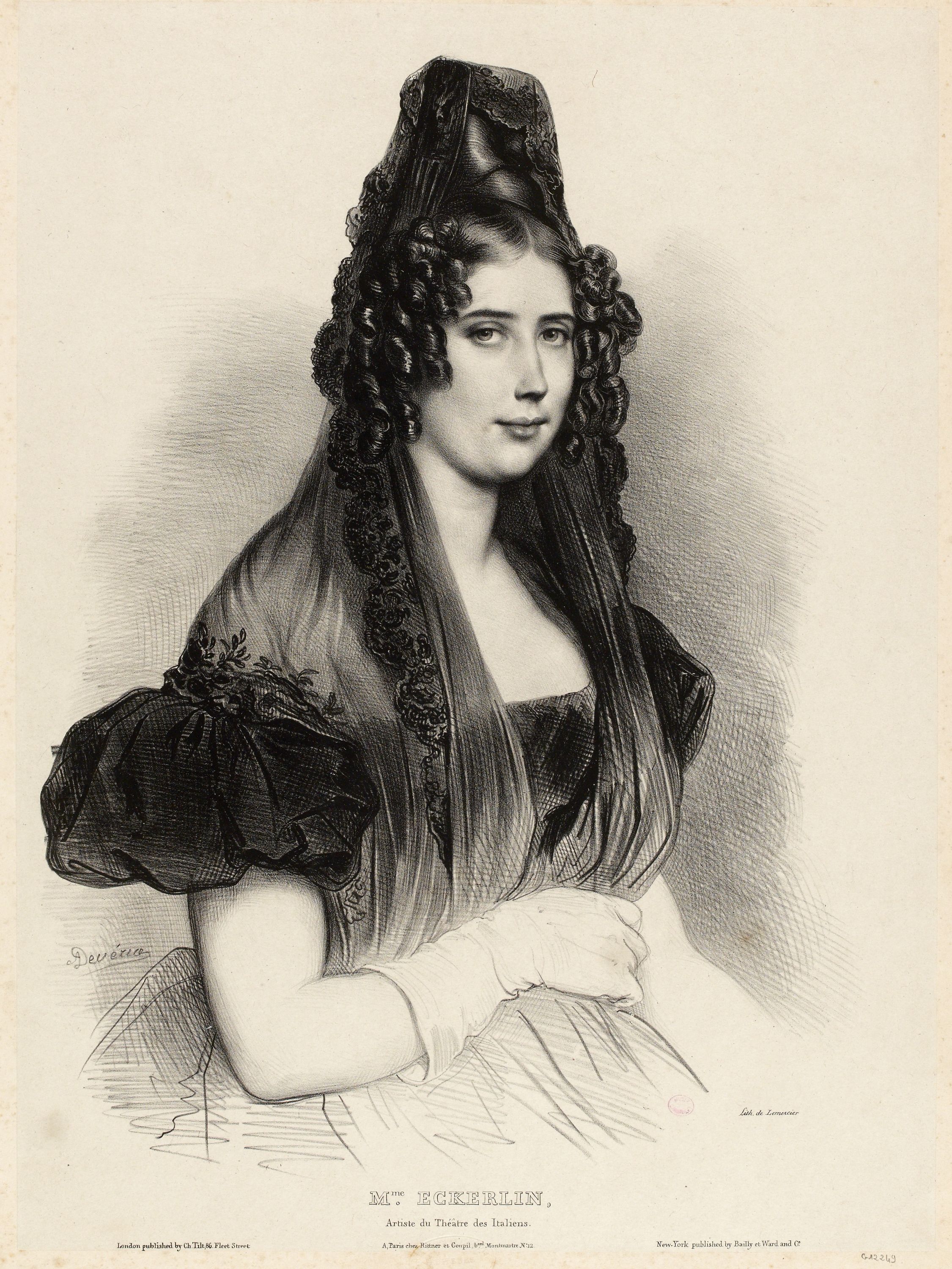 Achille Devéria, Portrait de Madame Eckerlin, comédienne du Théâtre des Italiens