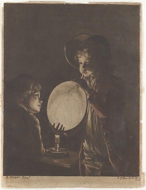 Peter Perez Burdett, Two Boys Blowing a Bladder by Candle-light