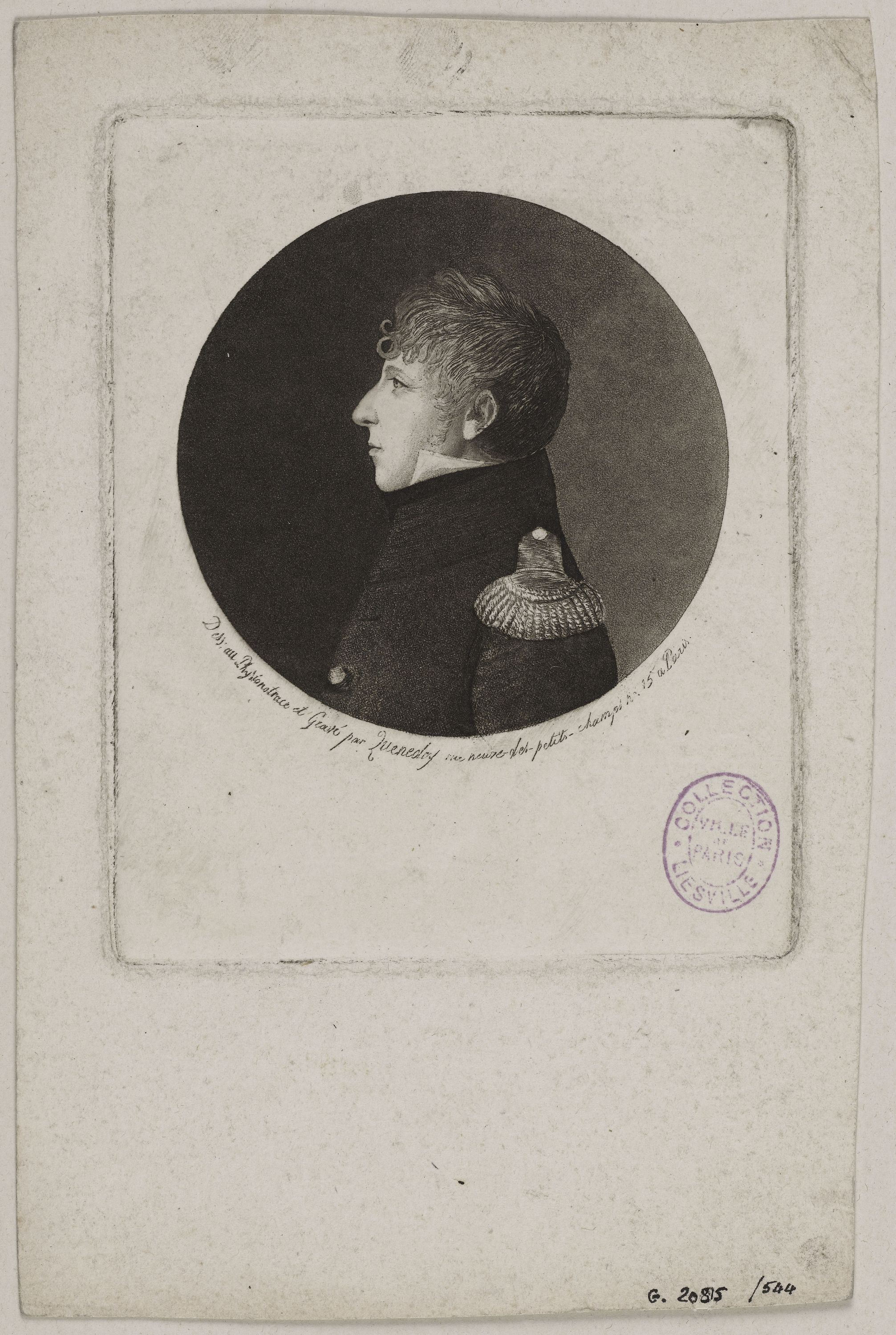 Edmé Quenedey, Portrait d'un homme, représentant un militaire, fin XVIIIème siècle/début XIXème siècle