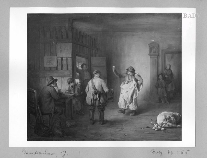 Josef Danhauser, Interior with hand-organist + dancer