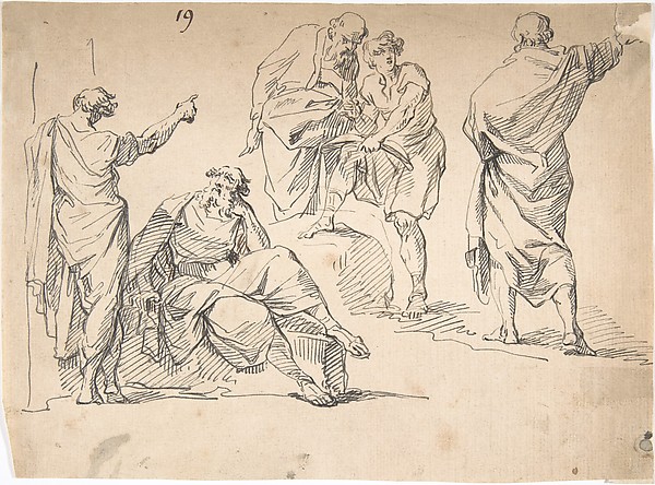 Anonymous, French, 18th century, Sheet of Male Figure Studies