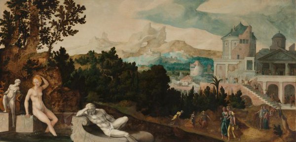 Jan van Scorel, Landscape with Bathsheba