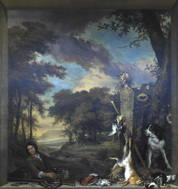 Jan Weenix, Landscape with Huntsman and Dead Game