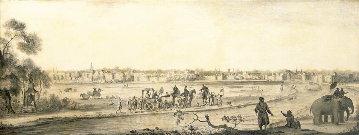 Ludolf Bakhuizen, A Dutch settlement in India viewed from the land