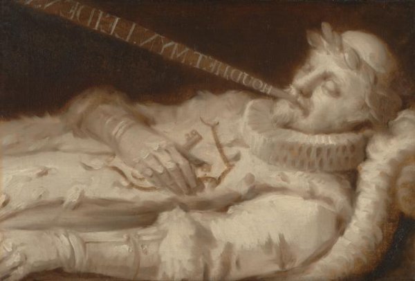 anonymous, Dirk van Bronkhorst op zijn sterfbed tijdens het beleg van Leiden in 1574