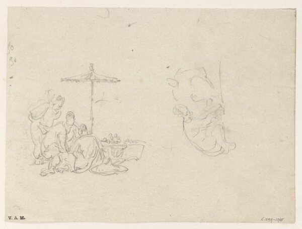 George Chinnery, Figures at a foodstall, and two seated figures
