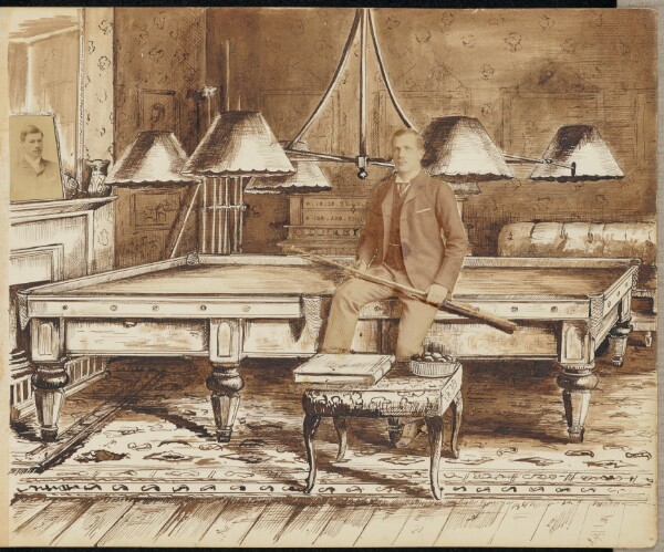 Unknown, [Man sitting on a pool table]