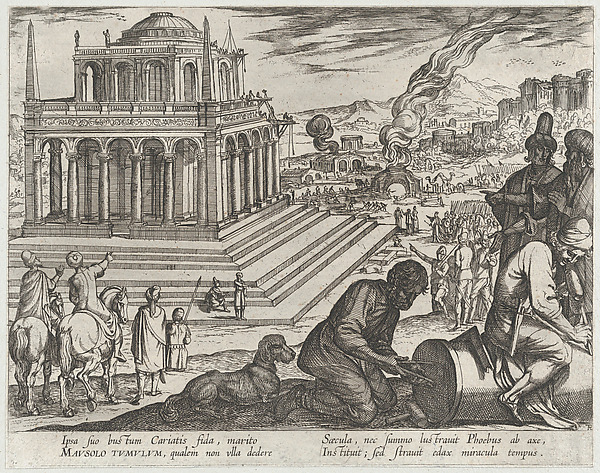 Antonio Tempesta, Plate 5: The Tomb of Mausolus, from "The Seven Wonders of the World"