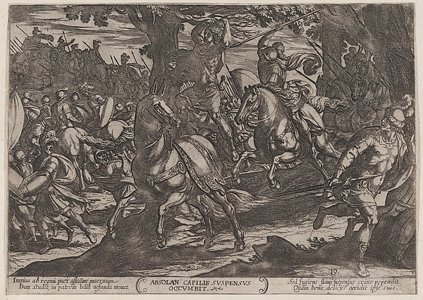 Antonio Tempesta, Plate 19: Jacob Killing Absalom, from "The Battles of the Old Testament"