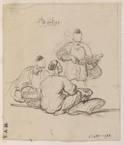 George Chinnery, Three Chinese men with baskets