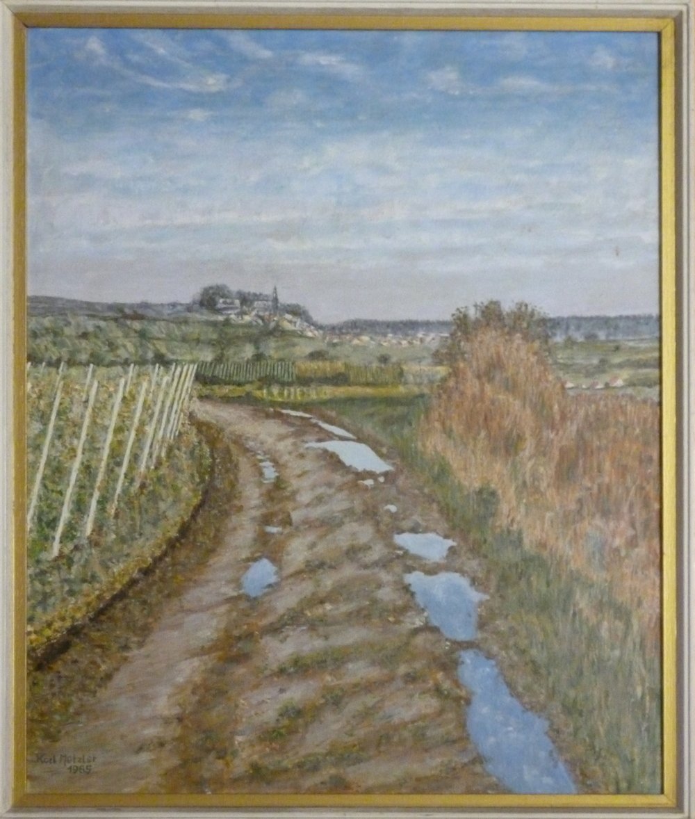 Unknown artist, Metzler Gemälde "Feldweg in den Weinbergen"