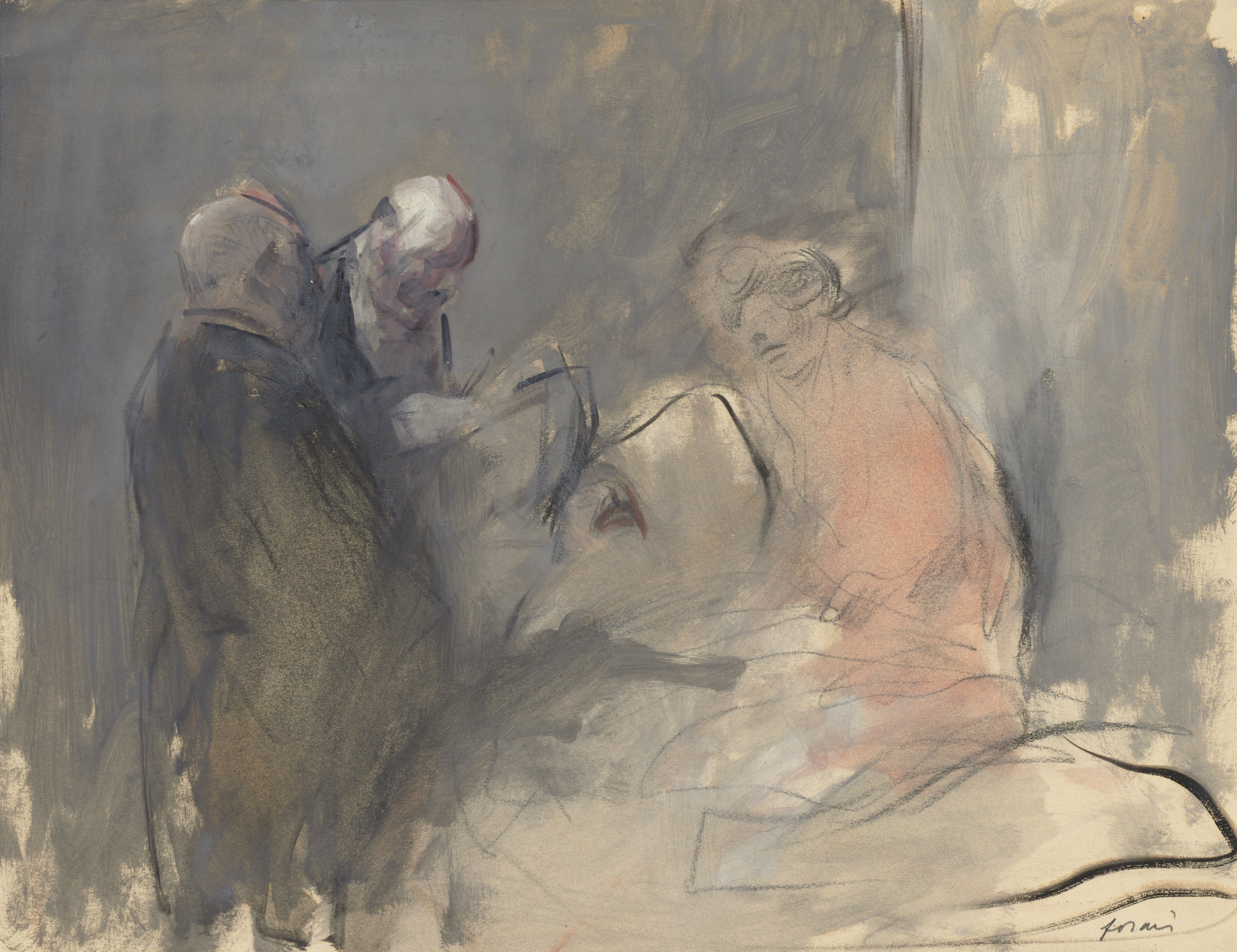 Jean Louis Forain, In the Hospital (recto)