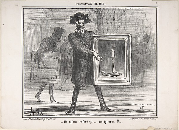 Honoré Daumier, They Refused This...the Ignoramuses!! (Ils m'ont refusé ça...les ignares!!), published in Le Charivari, April 6, 1859. From the series: L'Exposition de 1859.