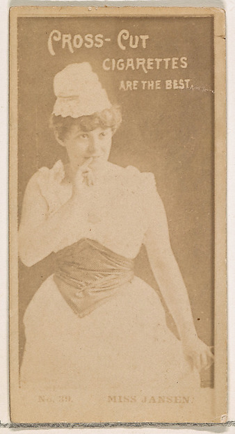 W. Duke, Sons & Co., Card Number 39, Marie Jansen, from the Actors and Actresses series (N145-2) issued by Duke Sons & Co. to promote Cross Cut Cigarettes