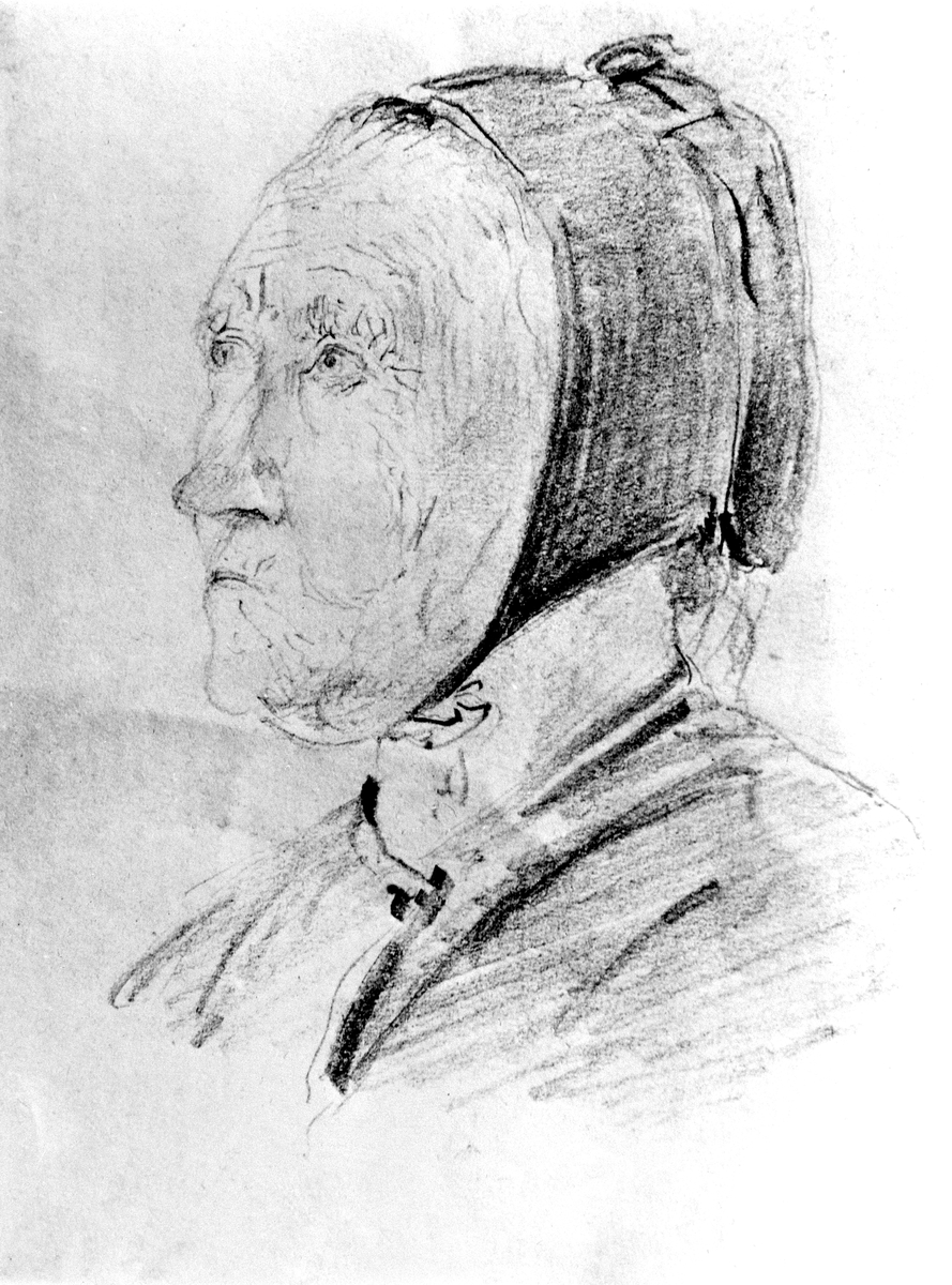 Anno Domkirkeodden, TEGNING, PORTRETT: OLIV BANKEN, ROMEDAL, SØSTER TIL NILS HUSE,