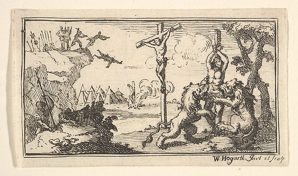 William Hogarth, Crucifixion, etc. (John Beaver, Roman Military Punishments, 1725)