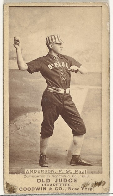 Goodwin & Company, Varney Samuel "Varn" Anderson, Pitcher, St. Paul Apostles, from the Old Judge series (N172) for Old Judge Cigarettes