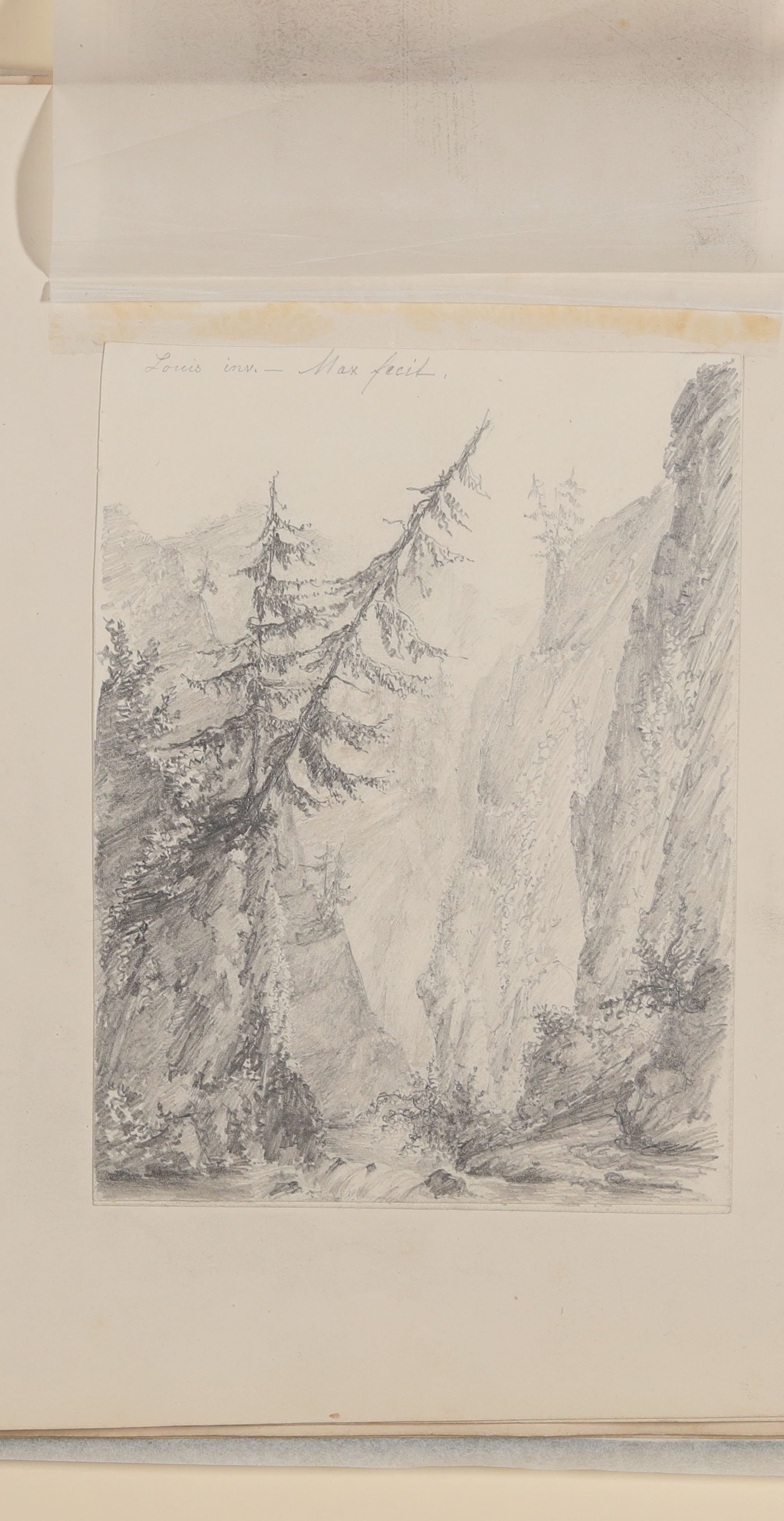 Maximiliane von Arnim, Felsschlucht [aus einem Album aus dem Besitz der Bettine-Töchter]