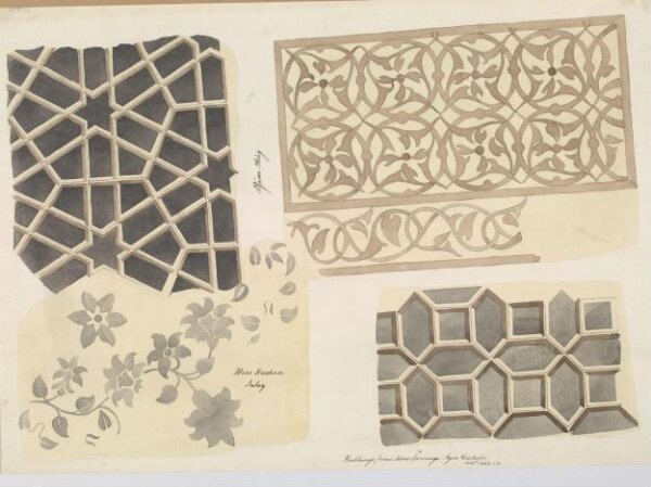Unknown, One of twenty-nine drawings of details of architectural ornament taken from rubbings of stone decoration on monuments in Agra district, including Fatehpur Sikri and Sikandra.