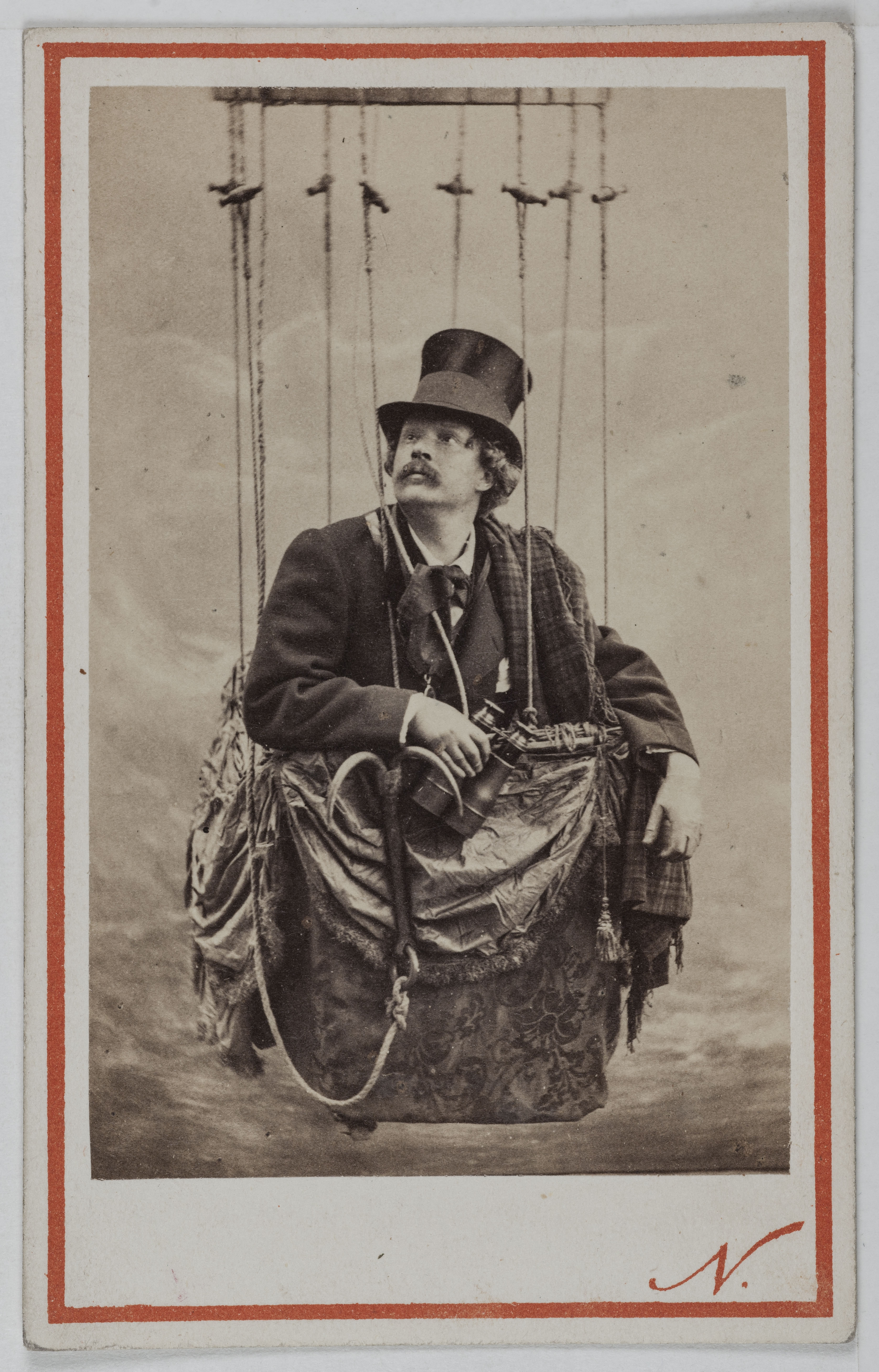 Atelier Nadar, Portrait de Nadar, (Félix Tournachon dit, 1820-1910) écrivain, caricaturiste, photographe et aéronaute, dans une nacelle de montgolfière.