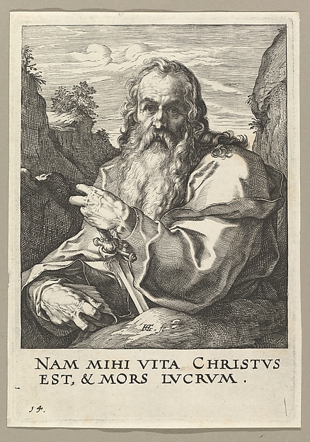 Hendrick Goltzius, St. Paul, from "Christ, the Apostles and St. Paul with the Creed"